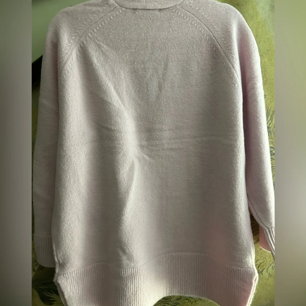 * New J Crew Wool Blend Stretch Oversized V Neck Sweater Icy Orchid SZ Small * - Picture 4 of 5